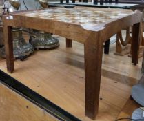 Retro coffee table with tile 'chessboard' top, W75 x H46cm