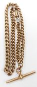 A graduated 9ct rose gold Albert/ watch chain, 39.1g, L33.5cm