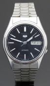 Seiko 5 gentleman's automatic wristwatch ref. 7009-3100 with day and date aperture, luminous