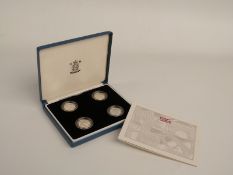 Royal Mint 2004-2007 UK silver proof piedfort £1 coin collection, cased with certificate