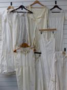 A collection of Victorian / Edwardian nightdresses and petticoats with embroidered and lace detail