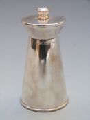 Elizabeth II hallmarked silver mounted pepper grinder, Birmingham 1965 maker Joseph Gloster Ltd,