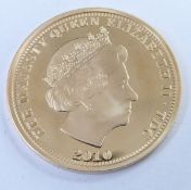 2010 gold guinea, George and the Dragon reverse, 350th Anniversary of the Restoration of King