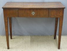 An 18th / 19thC Continental burr walnut inlaid side table with single drawer and inlaid vase