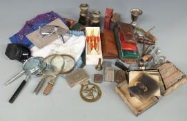 A quantity of mixed collectables to include Victorian glass negatives with two images of very