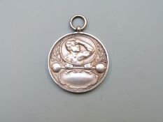Hallmarked silver body building medal, Birmingham 1924, diameter 4cm, weight 26g