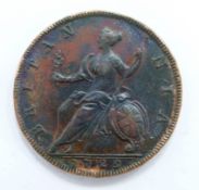 George II 1729 halfpenny, young curaissed bust, ball under Britannia's spear head, original lustre
