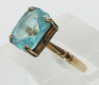 A 9ct gold ring set with blue paste (size N)