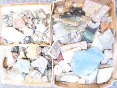 A quantity of agate tiles, quartz samples etc