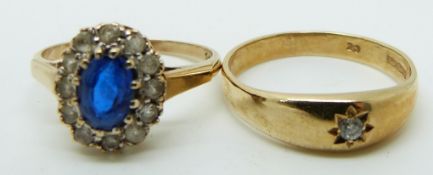 A 9ct gold ring set with cubic zirconia and a 9ct gold ring set with paste, 4.4g