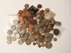 An amateur collection of overseas and UK coinage including World War II etc, silver content, Irish