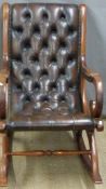 Chesterfield rocking chair in brown leather