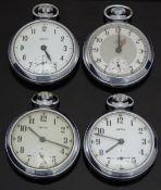 Four Smiths keyless winding open faced pocket watches including one Empire all with inset subsidiary