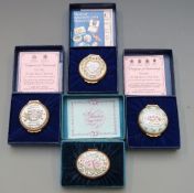 Four Bilston and Battersea Enamels enamel boxes in original outer boxes, comprising 1976, 1986, 1988