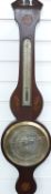 A 19thC banjo style mercury barometer / thermometer, the silvered dial signed Ortelli & Co,