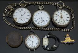 Five various wrist and pocket watches comprising two silver examples one on graduated hallmarked