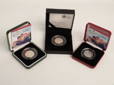 The Royal Mint 2010 Girlguiding UK 50p piedfort silver proof coin and two Scouts 100 Years of