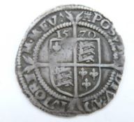 Elizabeth I 1570 silver sixpence, good portrait, F+-VF