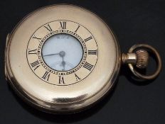 Waltham gold plated keyless winding half hunter pocket watch with inset subsidiary seconds dial,