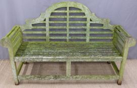 Lutyens style teak garden bench, length 166cm