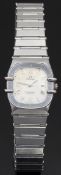 Omega Constellation ladies wristwatch ref. 1450 with luminous hands, Roman numerals, silver dial,