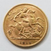 George V 1914 gold half sovereign