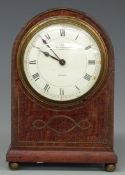 John Walker Ltd, London inlaid single train mahogany mantel clock, 19cm tall