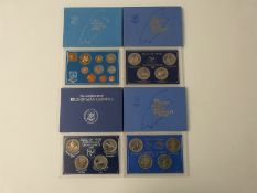 Four sets of Isle of Man coins to include crowns, decimals, proof examples 1982 etc