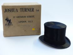 A boxed silk top hat by Joshua Turner