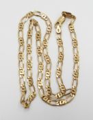A 9ct gold necklace made up of flat curb links, 11.6g, drop 23cm