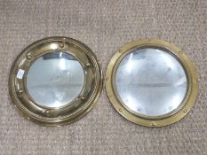 Two butler mirrors with convex glass, diameter 38cm