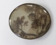 Georgian/ Victorian brooch set with a miniature painted on ivory, width 2.5cm x length 3.1cm