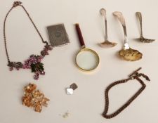 A hallmarked silver cigarette case, costume jewellery etc