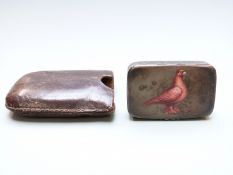 George Unite Victorian hallmarked silver snuff or pill box with enamelled decoration of a racing