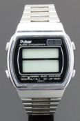Pulsar Quartz NLC Alarm Chronograph gentleman's wristwatch ref. Y771-4009 with digital dial, light