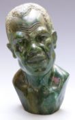 Carved African Verdite / soapstone bust of an African man, height 28cm