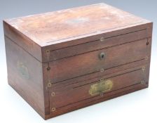 Victorian rosewood jewellery box with Bramah lock and drawer below, width 36cm