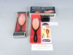Two Mason Pearson NU2 medium size hairbrushes, new in box