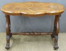 19thC shaped rosewood occasional table, L102 x D60 x H72cm