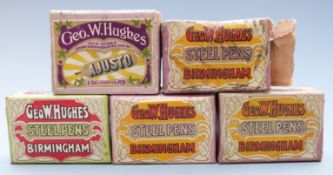 Five boxes of George W Hughes pen nibs including Ajusto and others, three unopened and sealed,