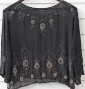 Art Deco style silver beaded chiffon blouse