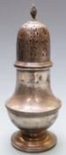 George V hallmarked silver sugar caster of baluster form with flame finial, Birmingham 1929, maker