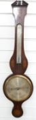 J Maver of London 19thC mercury barometer with silvered dial and inlaid decoration to case and