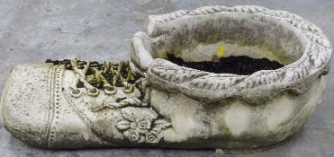 Novelty garden planter formed as a shoe, length 73cm