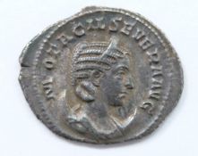 Roman Imperial coin Macibia AD244-249, wife of Philip I silver Denarius, braided hair to bust