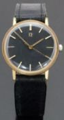 Omega gentleman's automatic wristwatch ref. 161.009 with gold hands and baton markers, black dial,