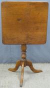 19thC mahogany square tilt top table, width 56cm