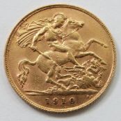 Edward VII 1910 gold half sovereign