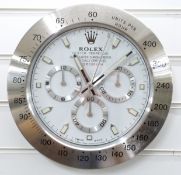 Rolex Oyster Perpetual Cosmograph Daytona dealers shop display advertising wall clock with white