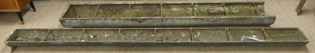 19thC / early 20thC cast iron pig trough with Gloucester maker's plate, length 192cm together with